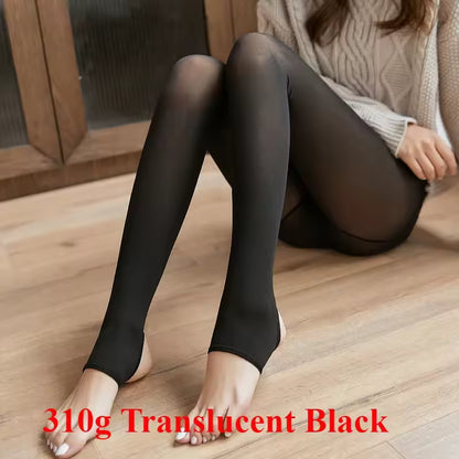 Winter Thermal Fleece Lined Tights – High Waist, Slim Fit, Transparent-Look Warm Pantyhose